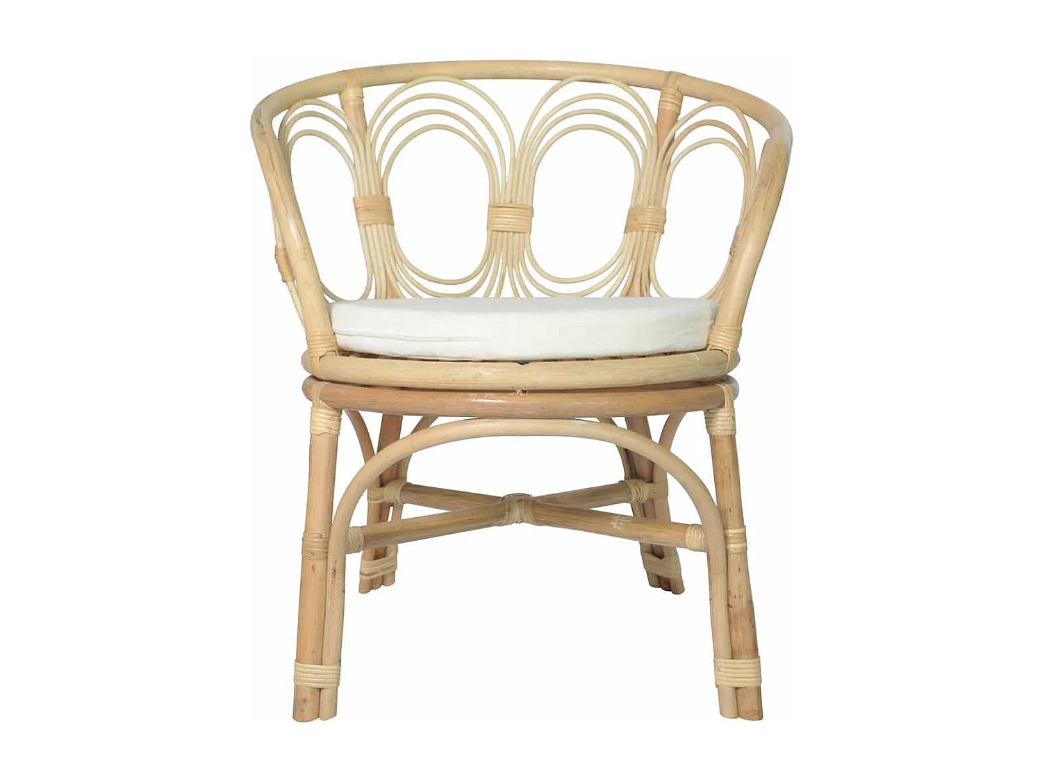 Chaise à manger avec coussin Rotin naturel et lin