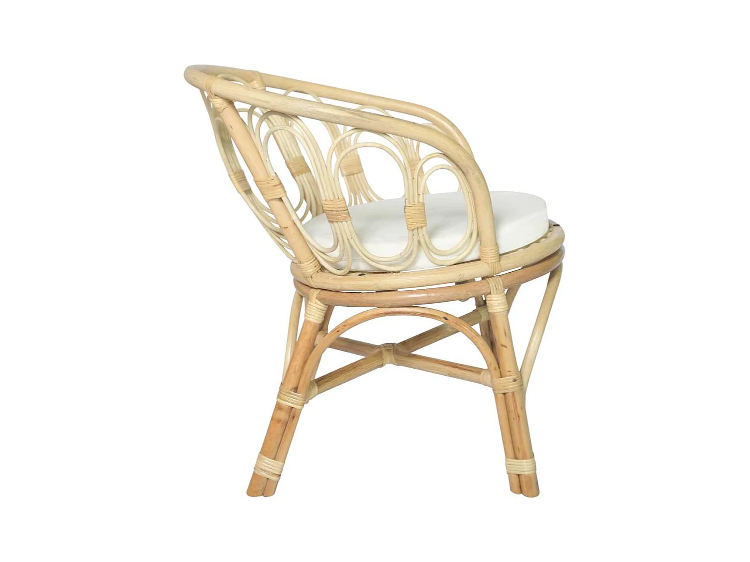 Chaise à manger avec coussin Rotin naturel et lin