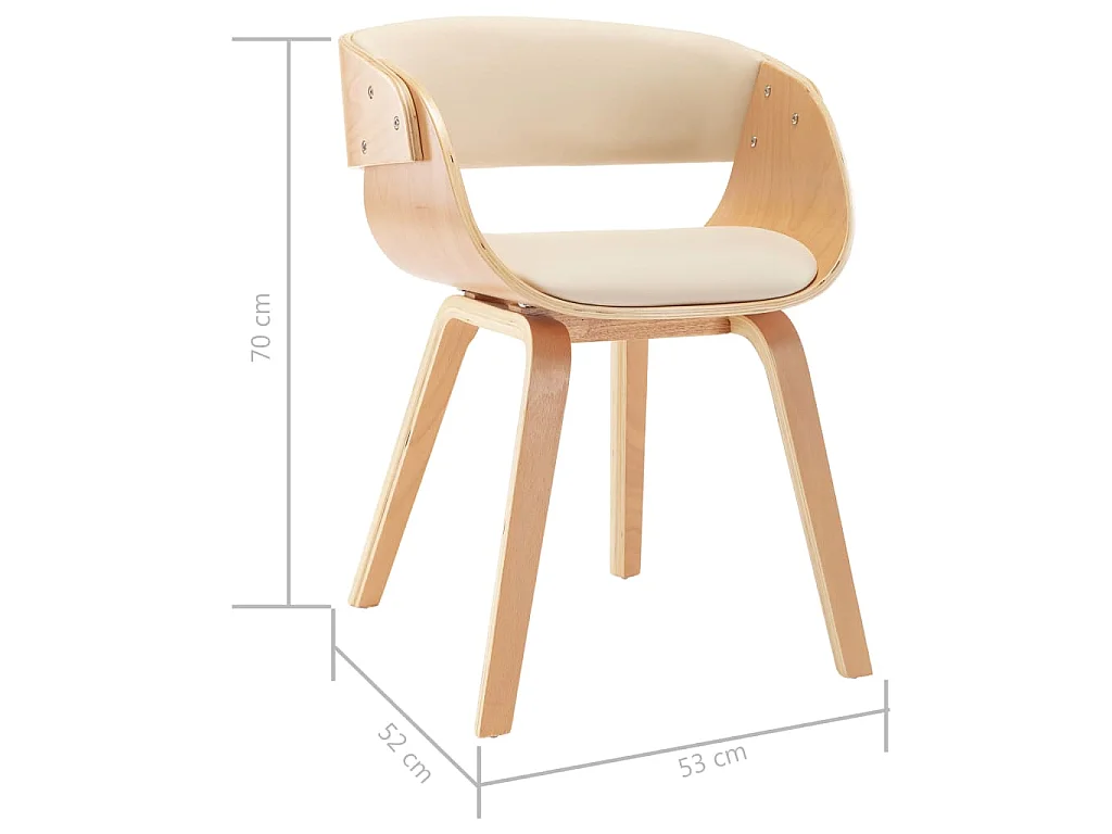 Chaises à manger lot de 6 crème bois courbé et similicuir