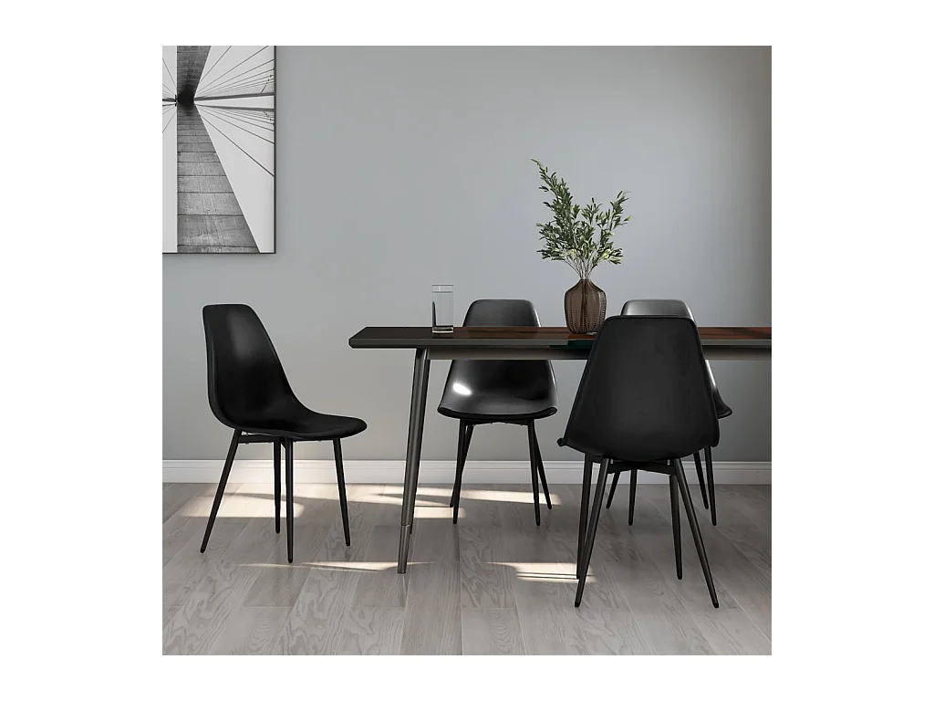 Chaises à manger lot de 4 noir PP