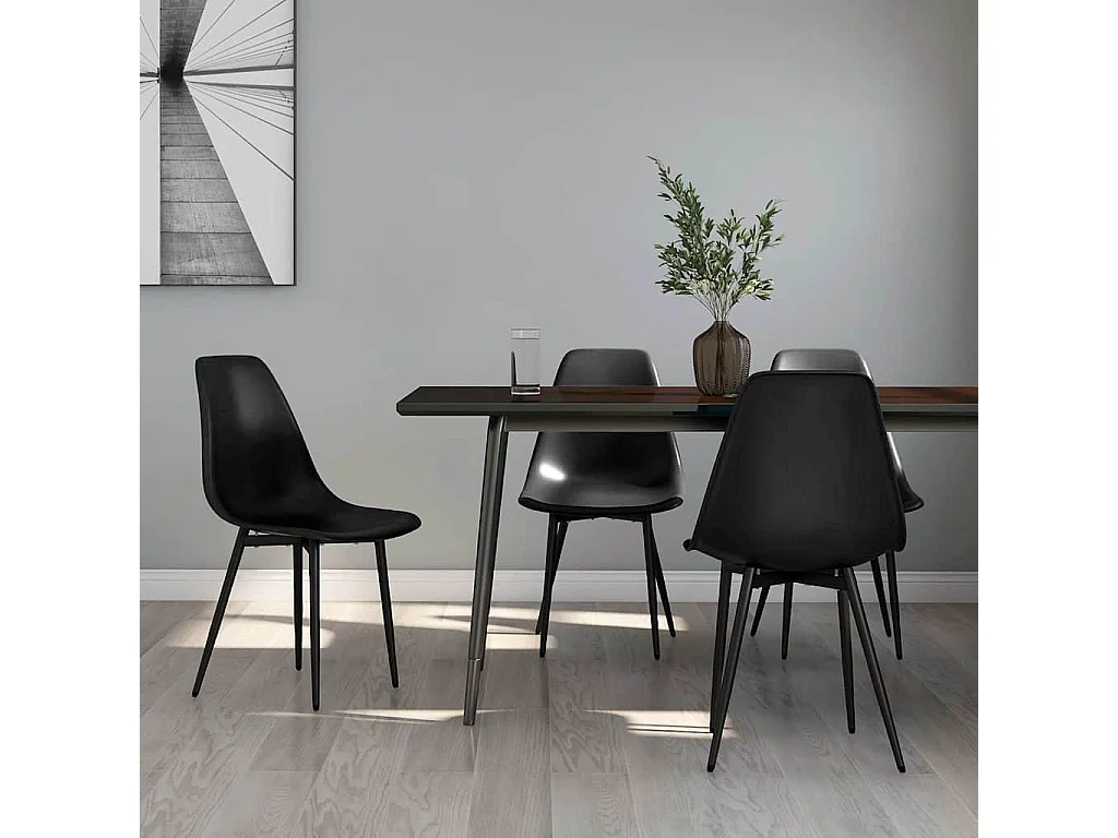 Eetkamerstoelen 4 st PP zwart