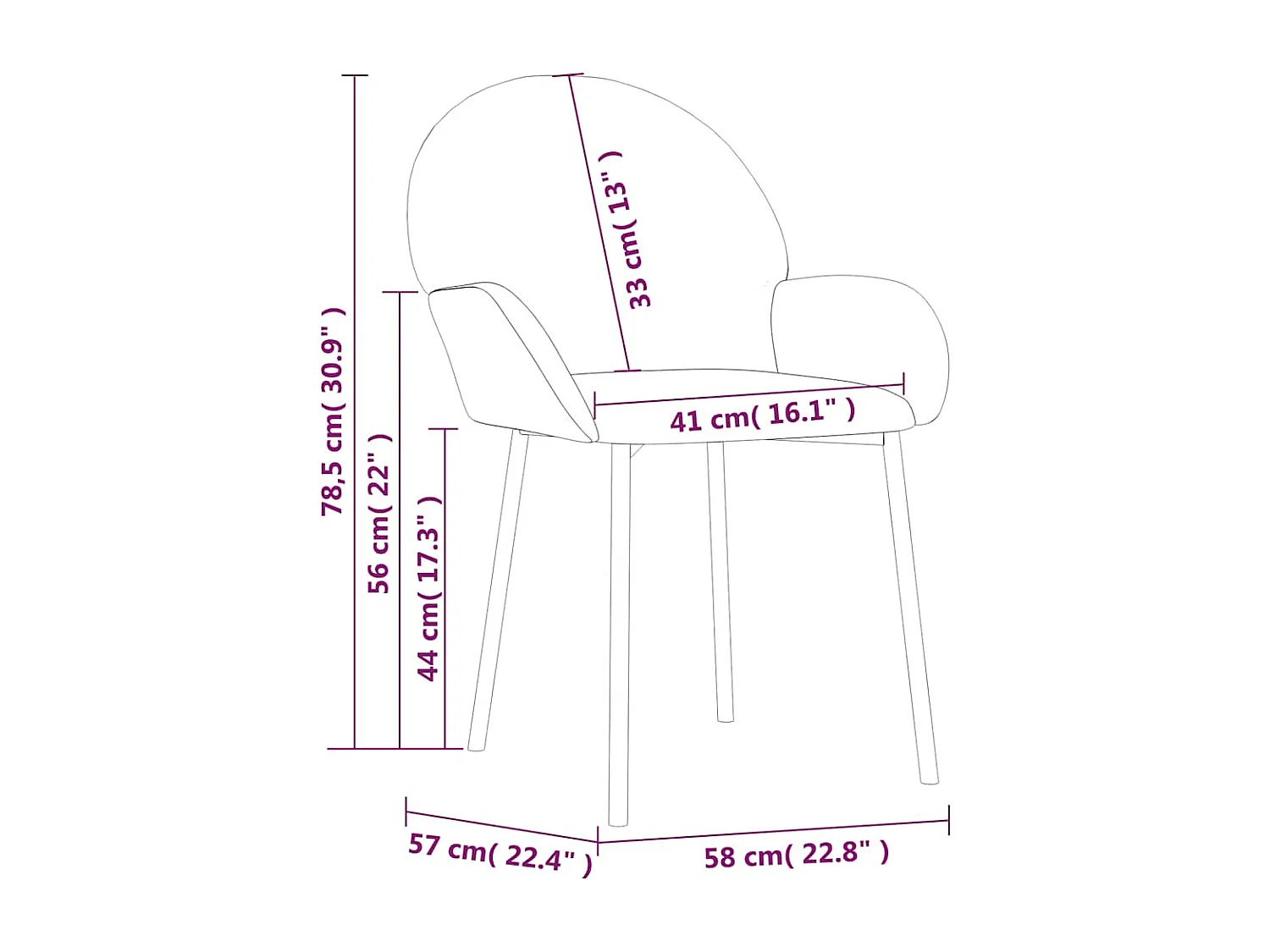 Chaises à manger lot de 2 Crème Velours