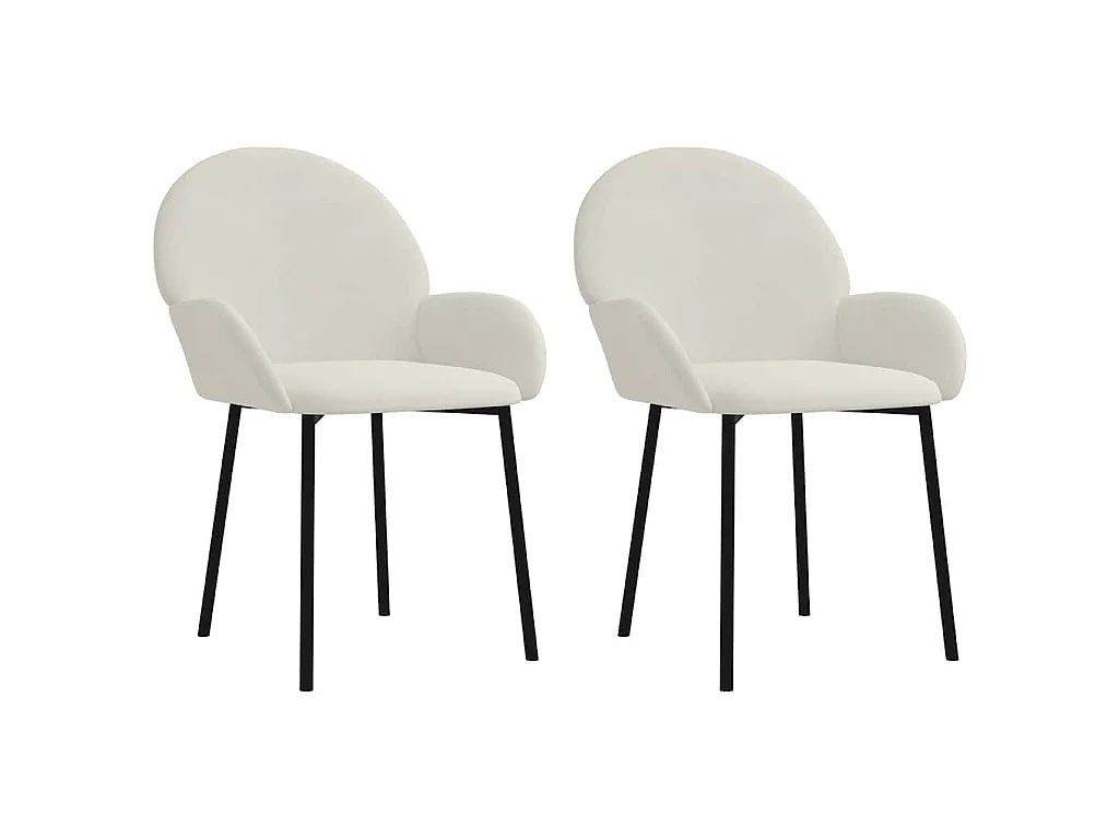 Esszimmerstühle 2 Stk. Creme Samt