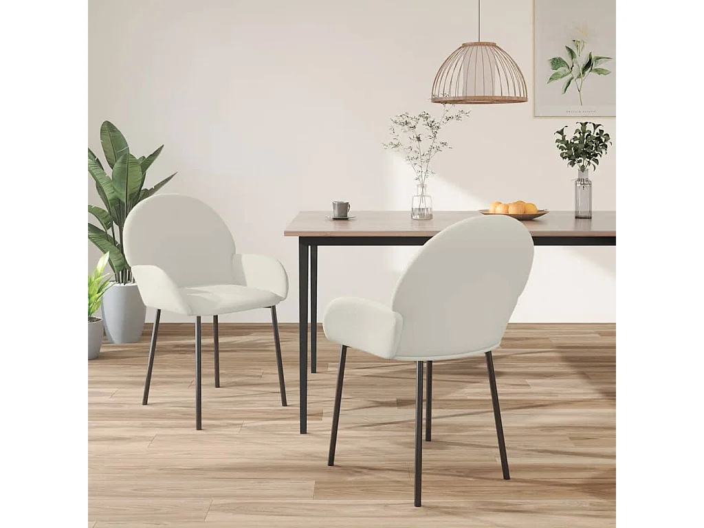 Esszimmerstühle 2 Stk. Creme Samt