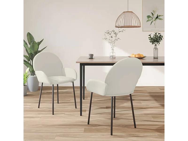 Esszimmerstühle 2 Stk. Creme Samt