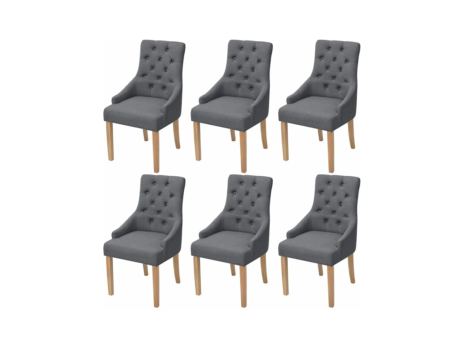 Chaises à manger lot de 6 gris foncé tissu