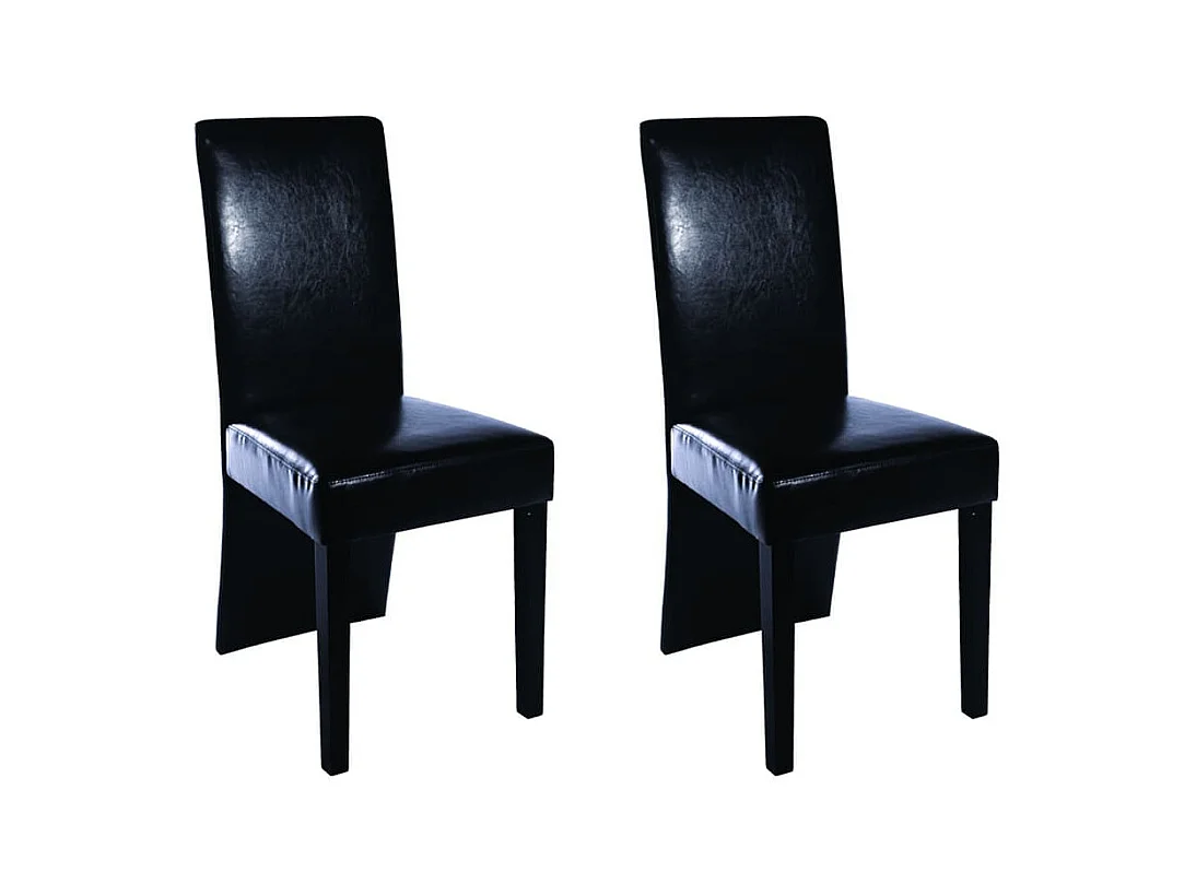 Chaises à manger lot de 2 noir similicuir