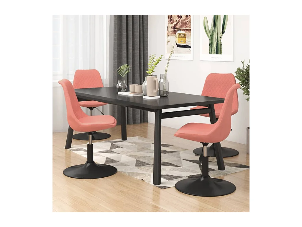 Chaises à manger pivotantes lot de 4 Rose Velours