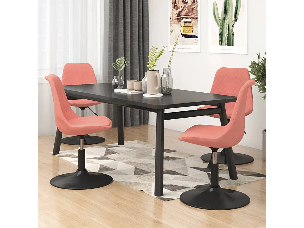 Chaises à manger pivotantes lot de 4 Rose Velours