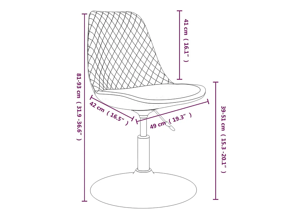 Chaises à manger pivotantes lot de 4 Rose Velours