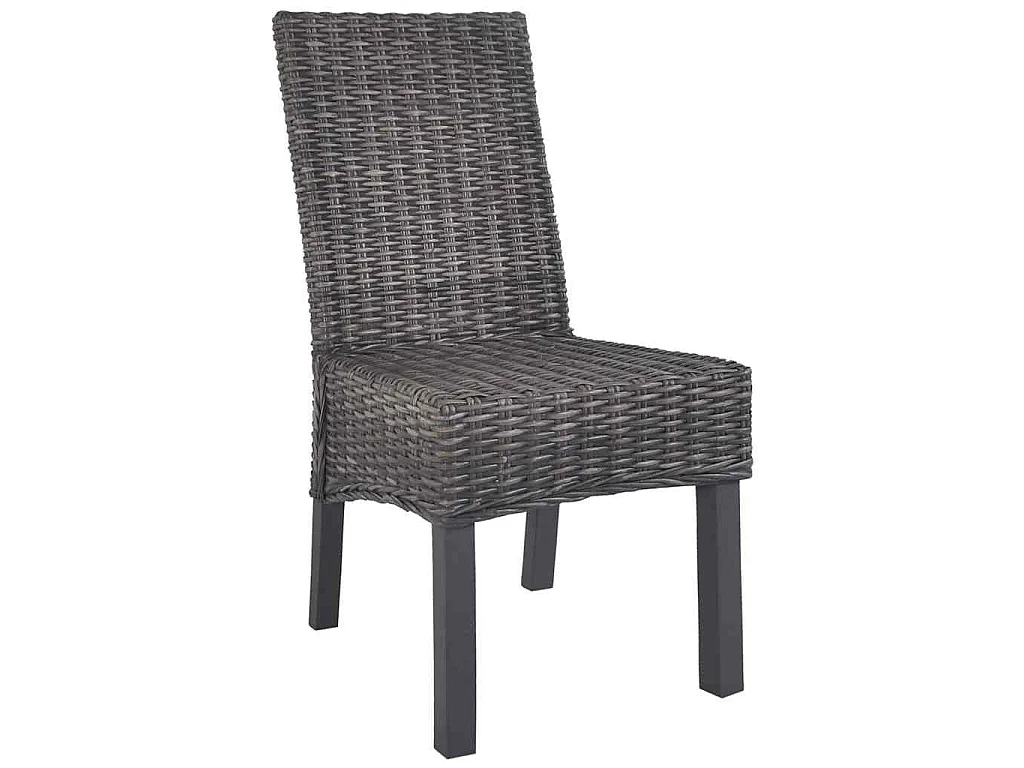 Chaises à manger lot de 2 marron rotin kubu et bois d'acajou