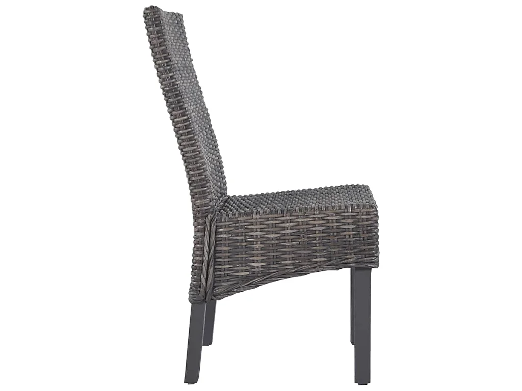 Chaises à manger lot de 2 marron rotin kubu et bois d'acajou