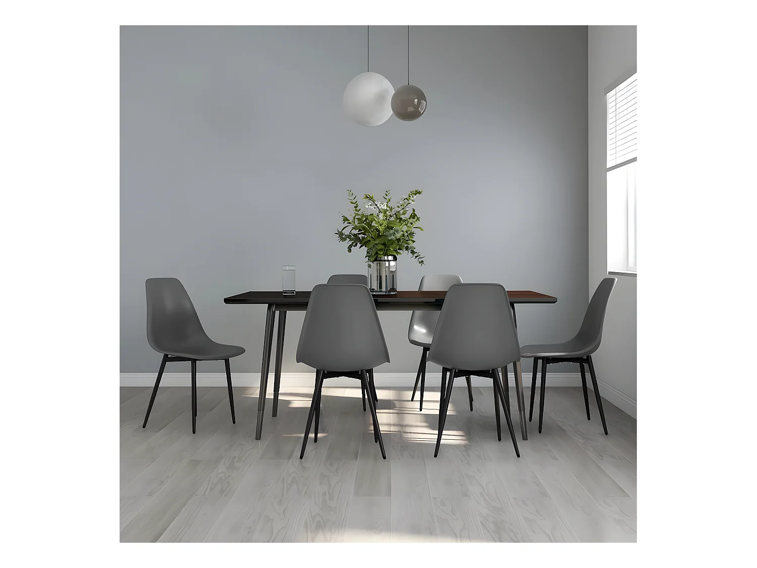 Chaises à manger lot de 6 gris PP