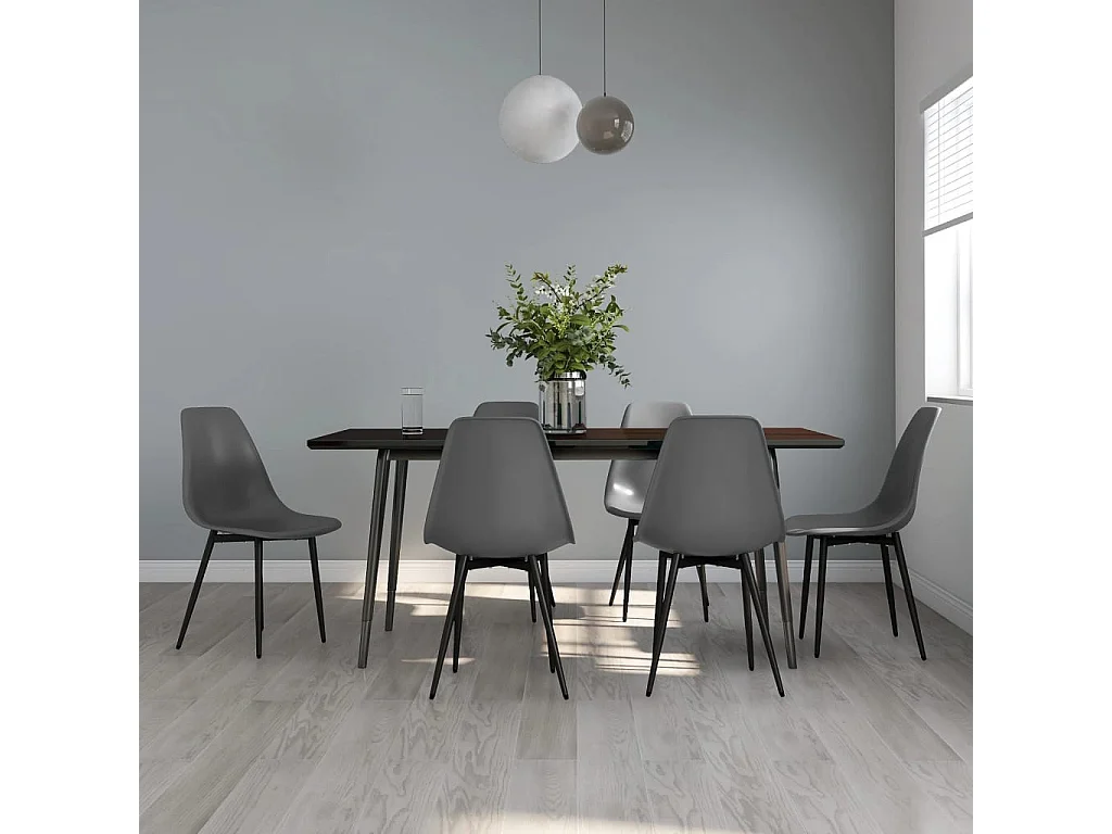 Cadeiras de jantar 6 pcs PP cinzento