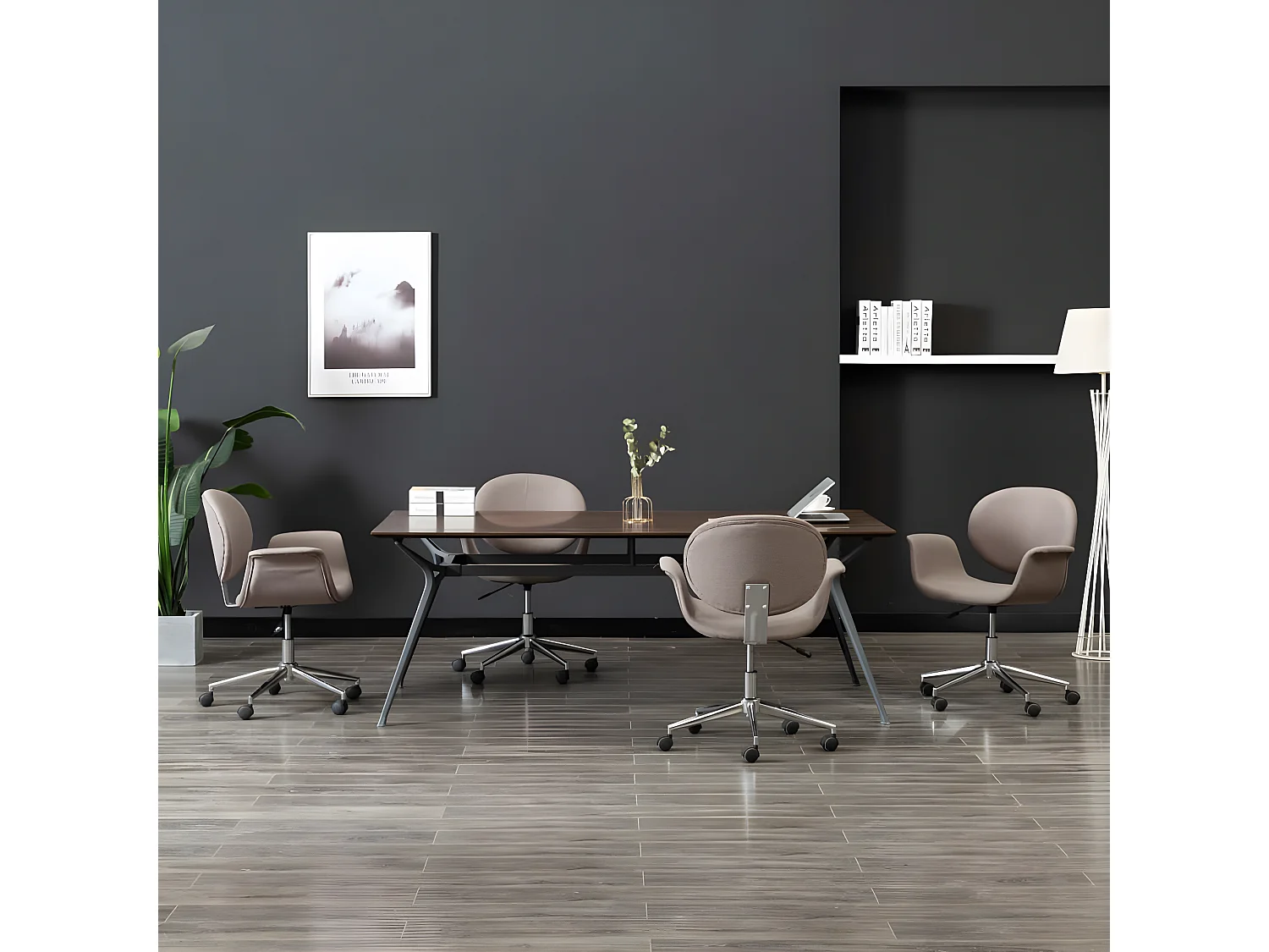 Chaises pivotantes à manger lot de 4 taupe tissu