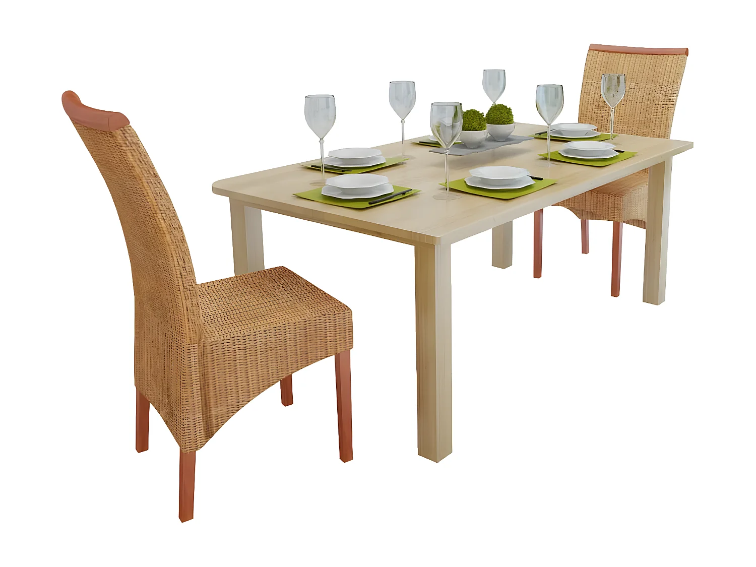 Esszimmerstühle 2 Stk. Braun Natur Rattan