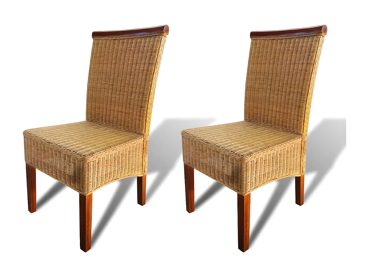 Esszimmerstühle 2 Stk. Braun Natur Rattan