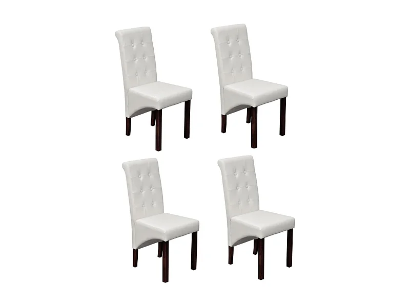 Sedie da Pranzo 4 pz Bianche in Similpelle