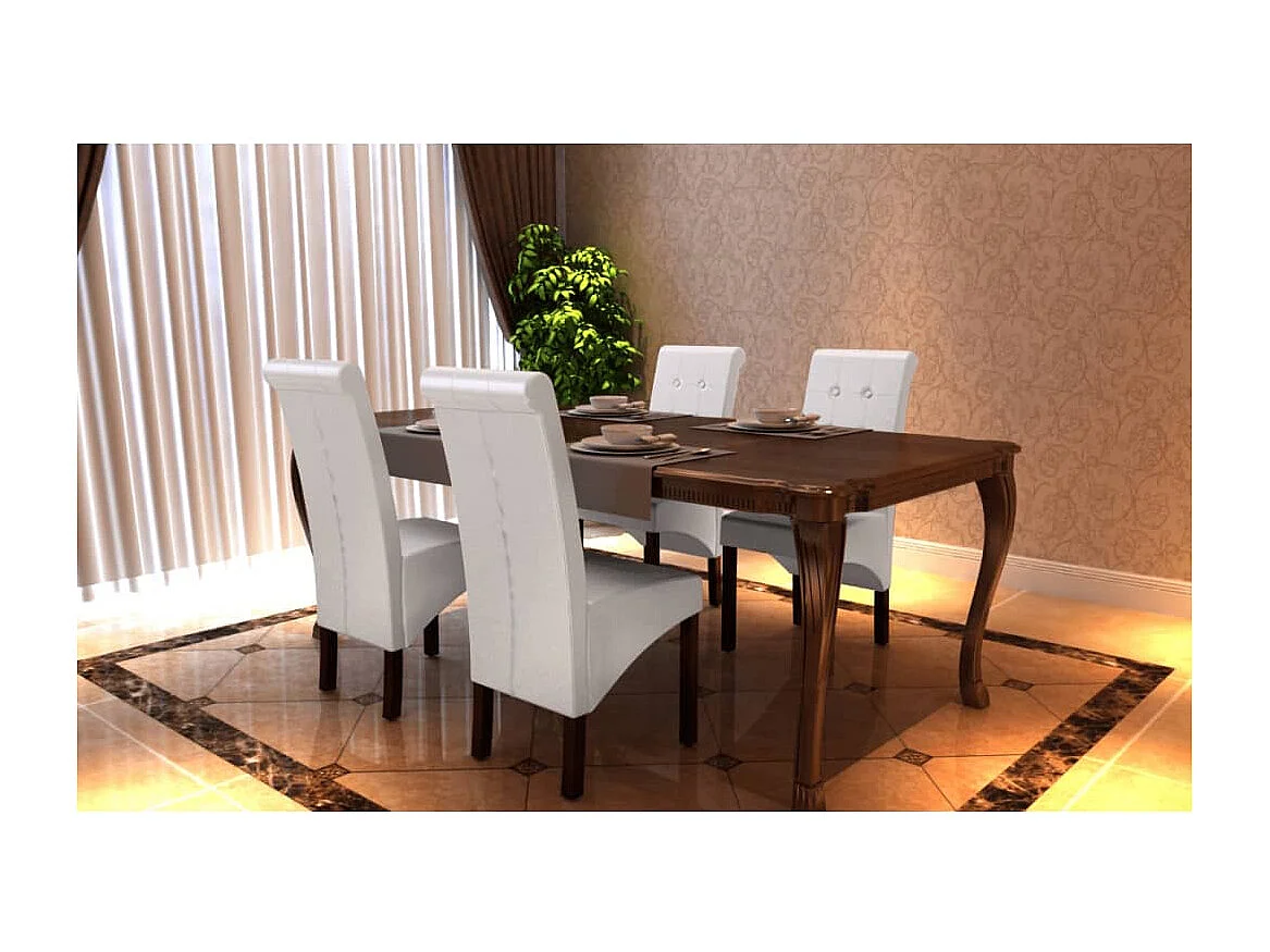 Eetkamerstoelen 4 st kunstleer wit