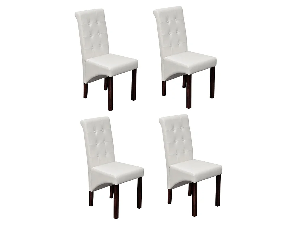 Chaises à manger lot de 4 blanc similicuir