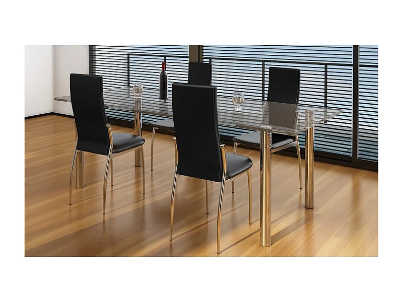 Cadeiras de jantar 4 pcs couro artificial preto