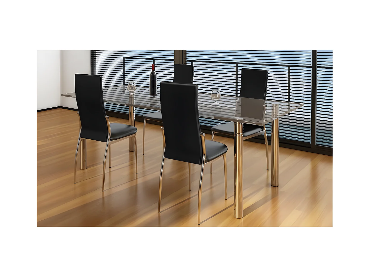 Chaises à manger lot de 4 noir similicuir