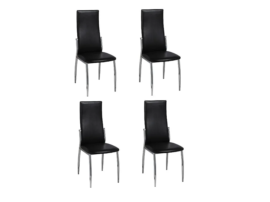 Chaises à manger lot de 4 noir similicuir