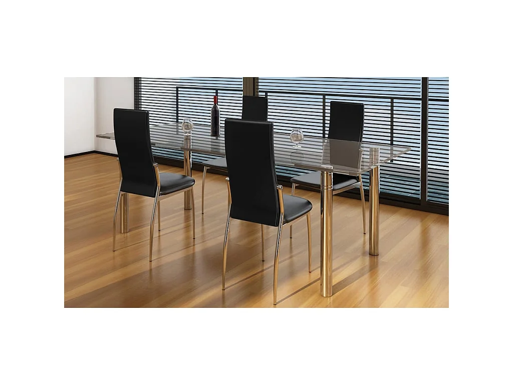 Chaises à manger lot de 4 noir similicuir