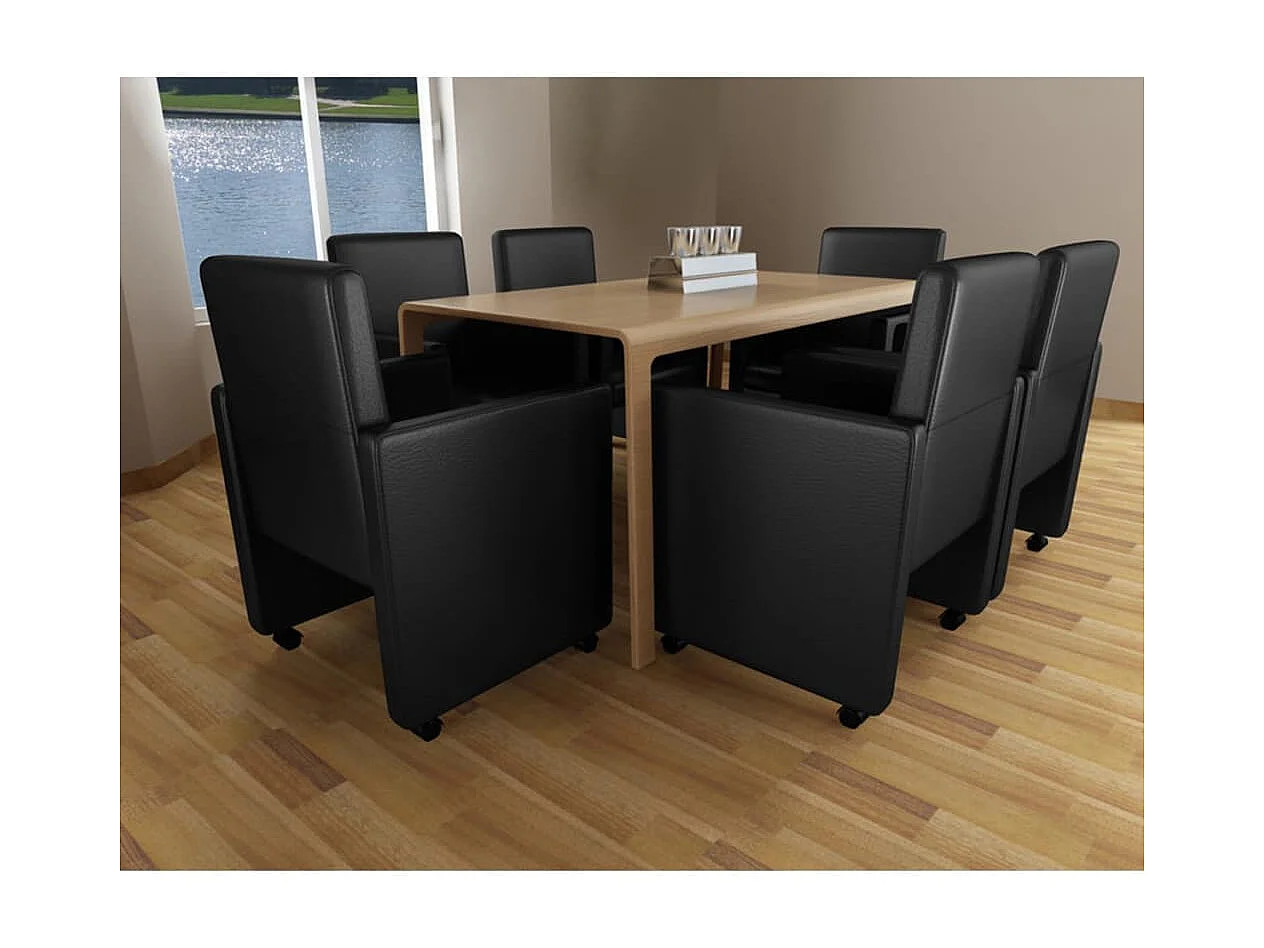 Sillas de comedor 6 unidades cuero sintético negro