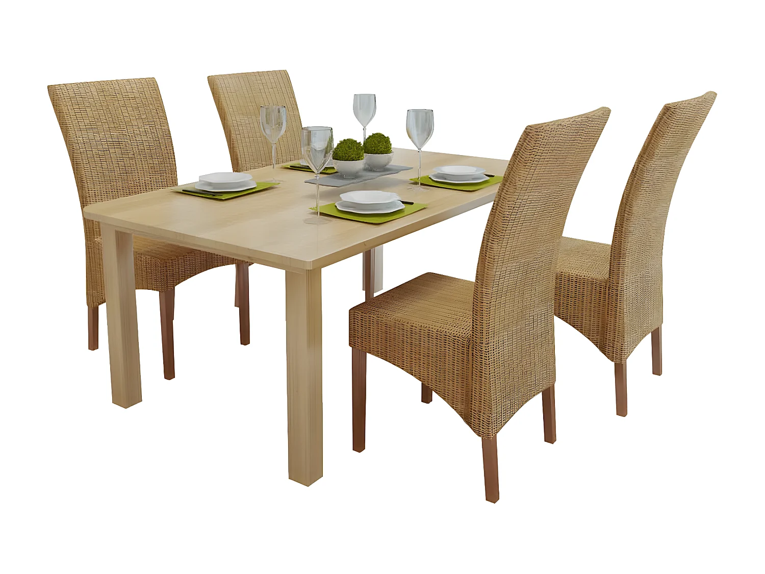 Esszimmerstühle 4 Stk. Natur Rattan Braun