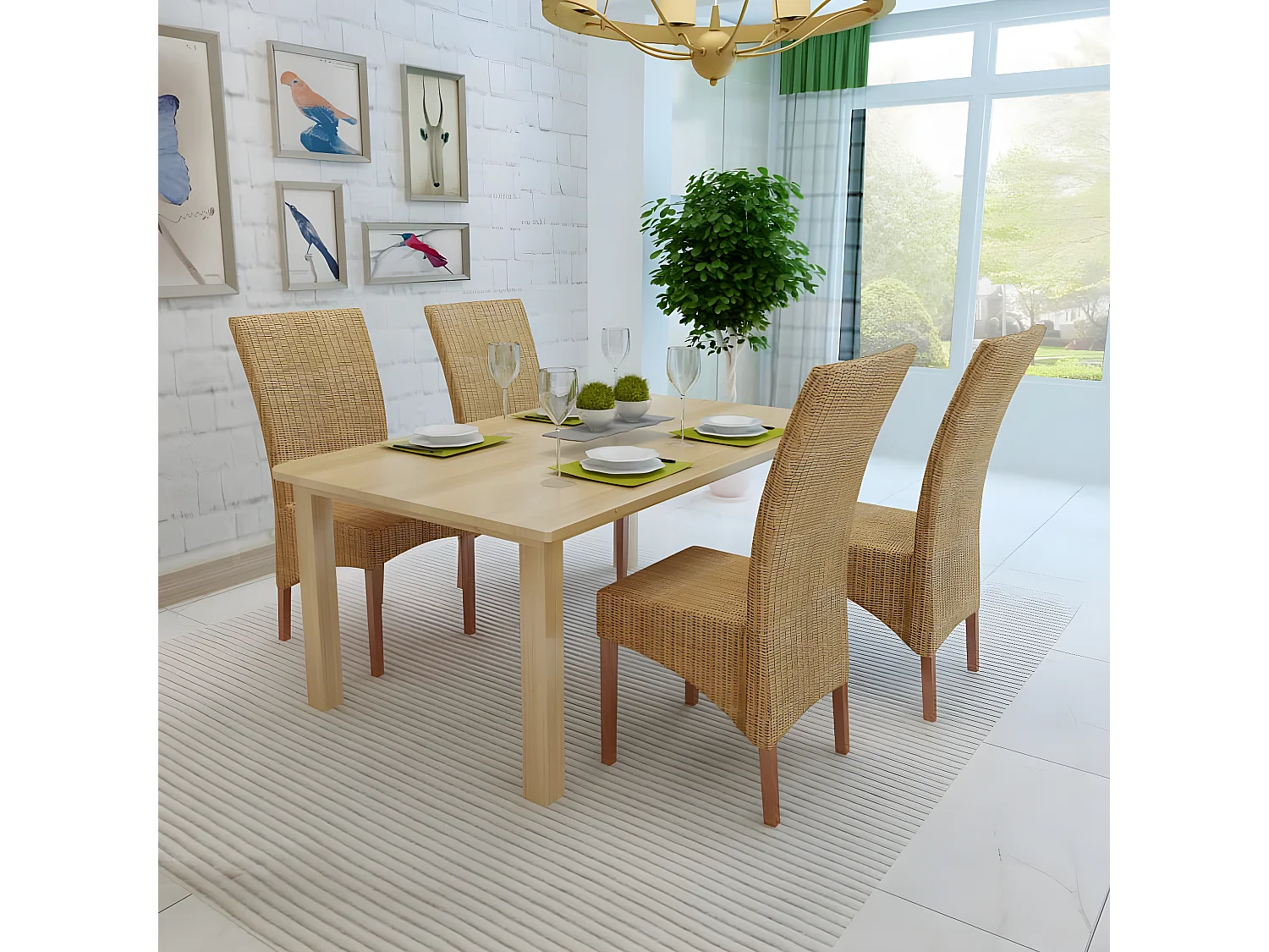 Esszimmerstühle 4 Stk. Natur Rattan Braun