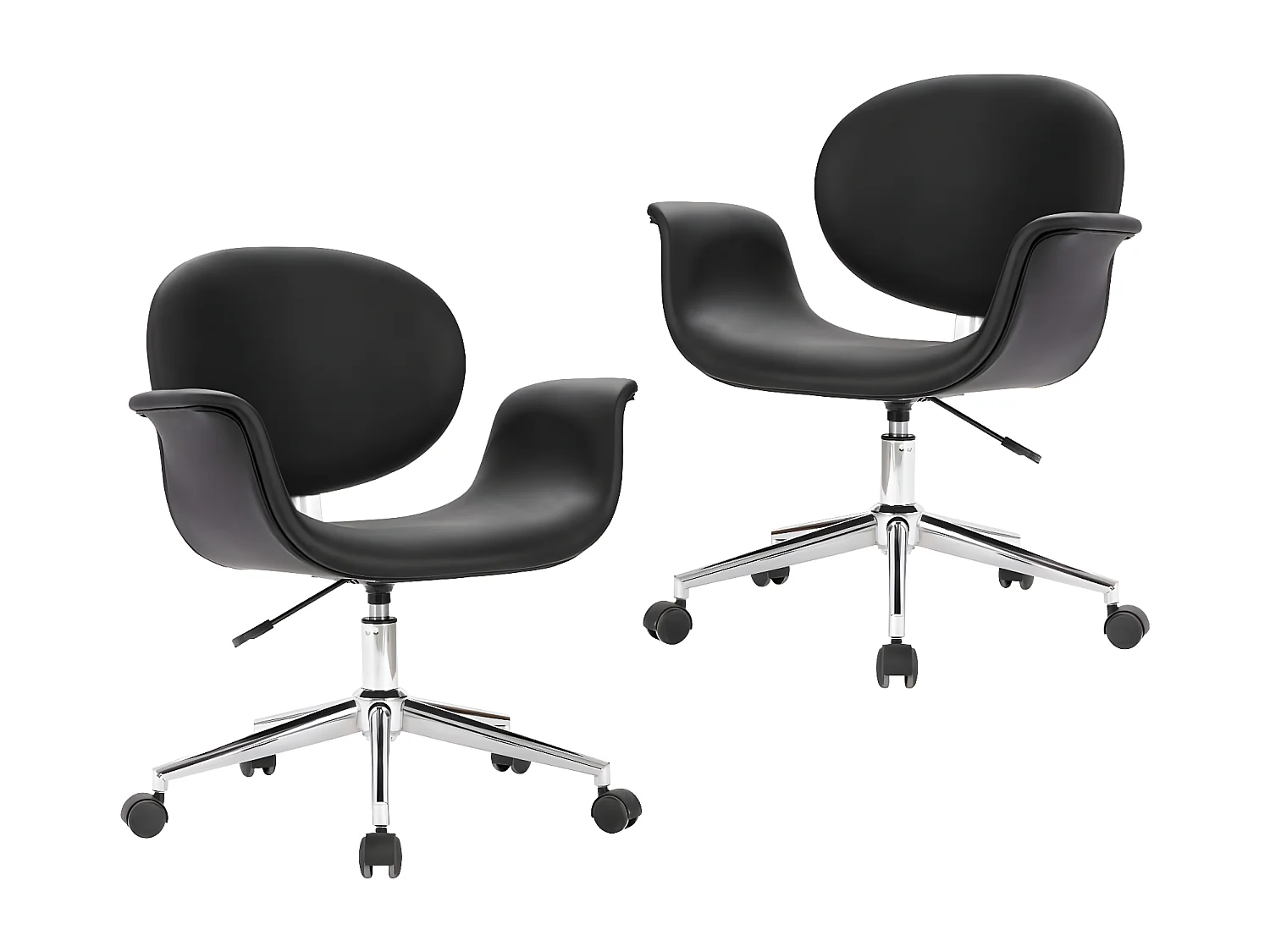 Chaises pivotantes à manger lot de 2 noir similicuir