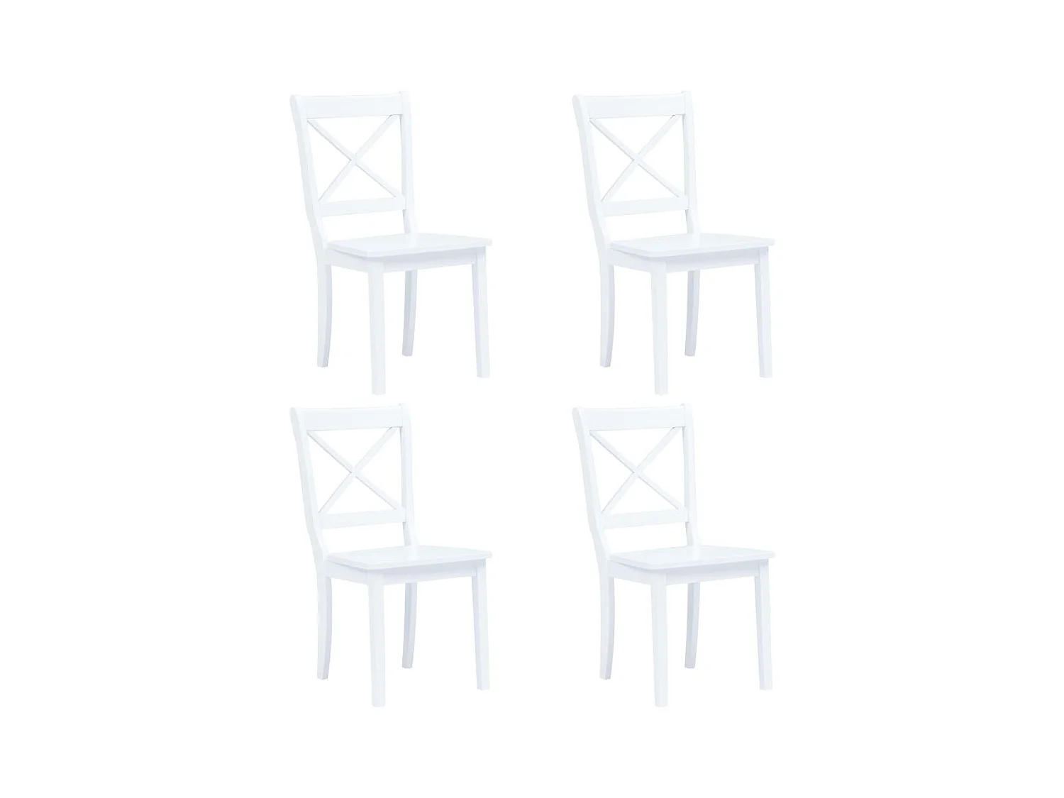 Chaises à manger lot de 4 blanc bois d'hévéa massif
