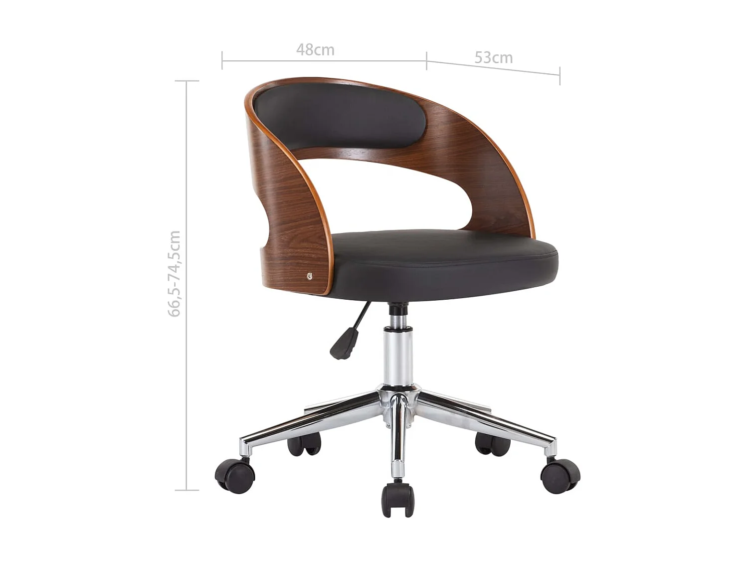 Silla de comedor giratoria madera curvada cuero sintético negro