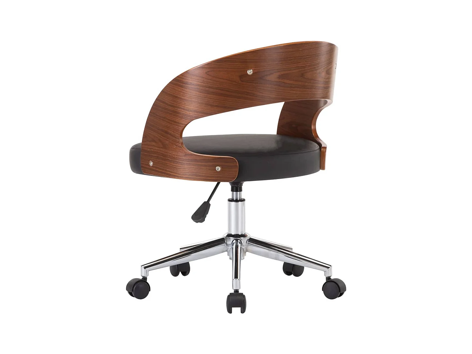 Silla de comedor giratoria madera curvada cuero sintético negro