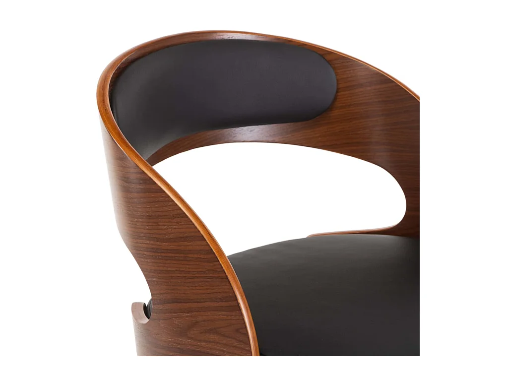 Silla de comedor giratoria madera curvada cuero sintético negro