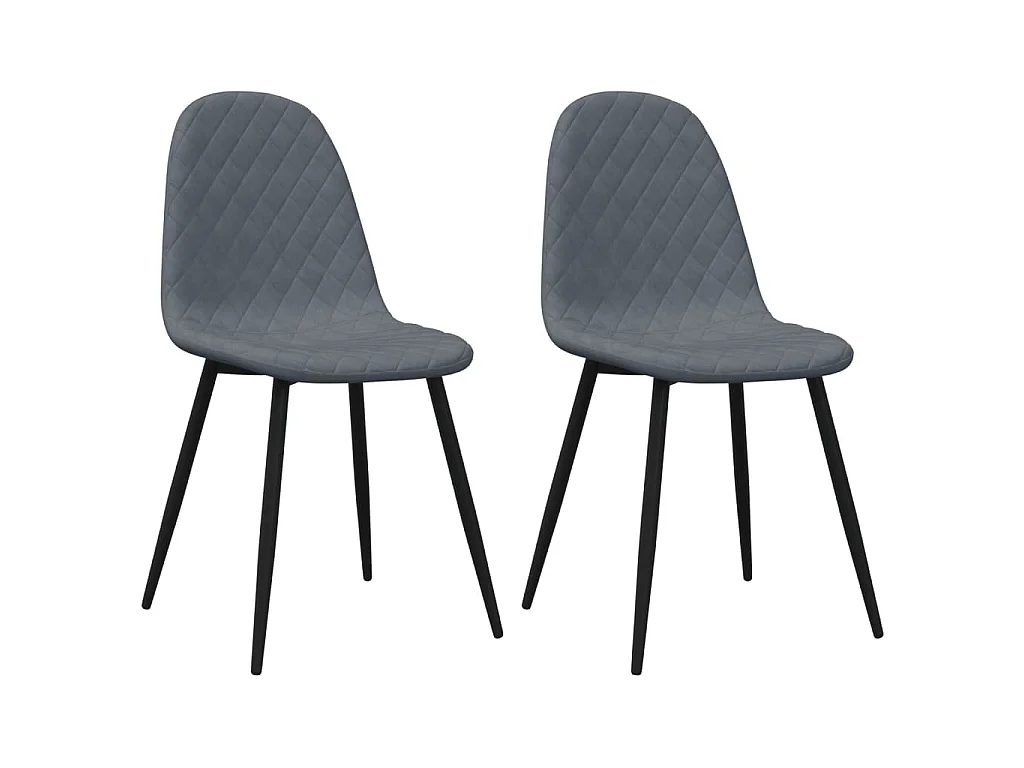 Chaises à manger lot de 2 Gris foncé Velours