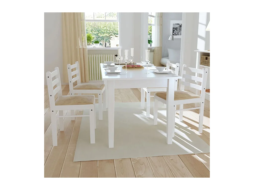 Chaises à manger lot de 4 blanc hévéa solide et velours