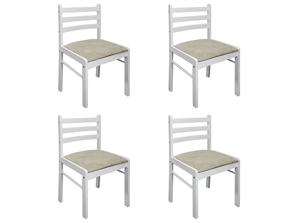 Chaises à manger lot de 4 blanc hévéa solide et velours