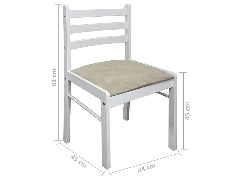 Chaises à manger lot de 4 blanc hévéa solide et velours