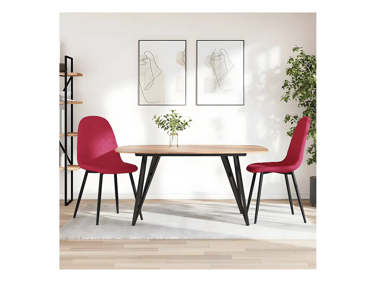 Chaises à manger lot de 2 Rouge bordeaux Velours