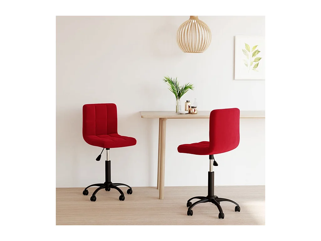 Chaises à manger pivotantes lot de 2 rouge bordeaux velours
