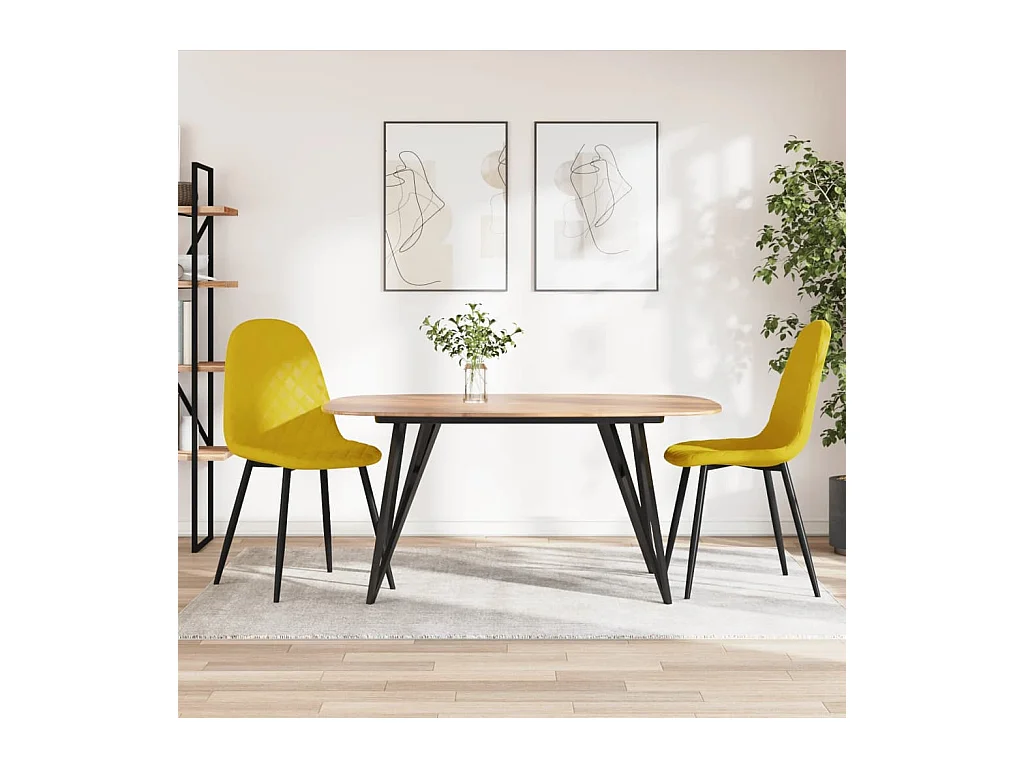 Chaises à manger lot de 2 Jaune moutarde Velours