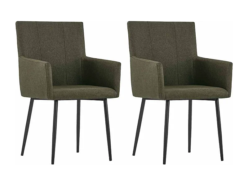 Eetkamerstoelen 2 st met armleuningen stof bruin