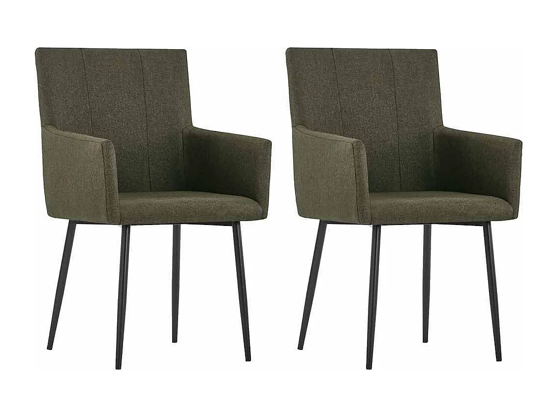 Eetkamerstoelen 2 st met armleuningen stof bruin
