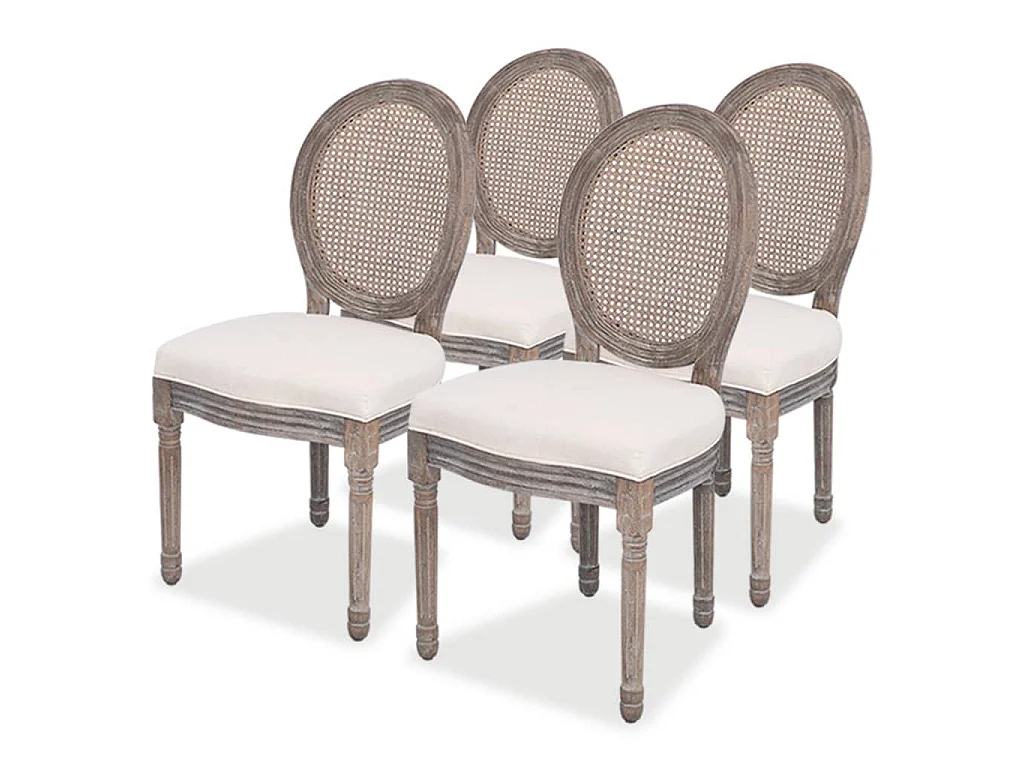 Cadeiras de jantar 4 pcs tecido cor creme
