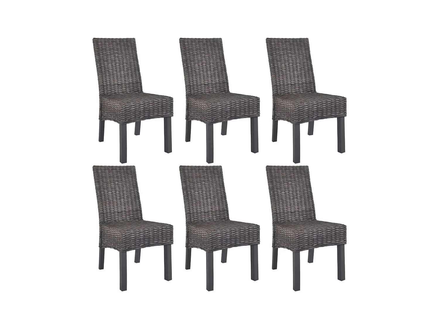 Chaises à manger lot de 6 marron rotin Kubu et bois de manguier