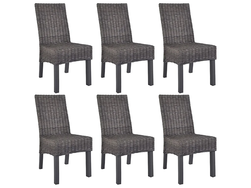Chaises à manger lot de 6 marron rotin Kubu et bois de manguier