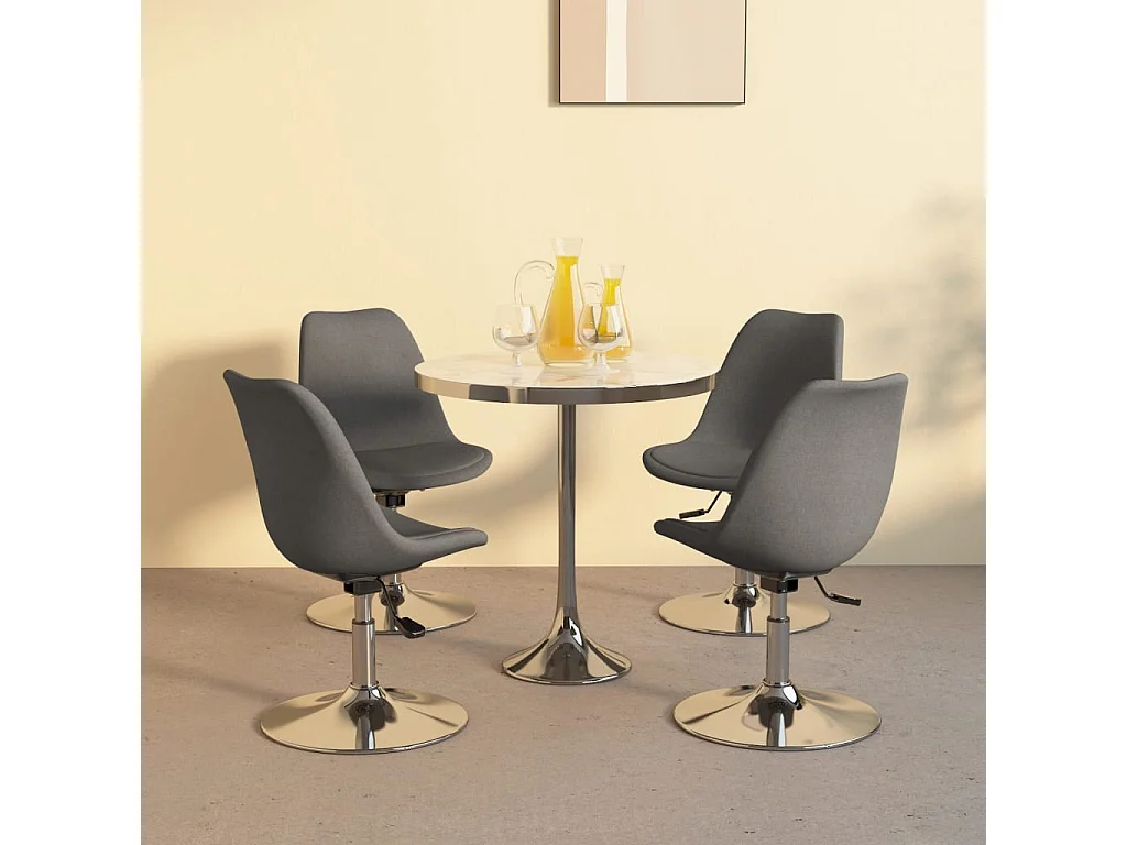 Chaises pivotantes à manger lot de 4 Gris clair Tissu