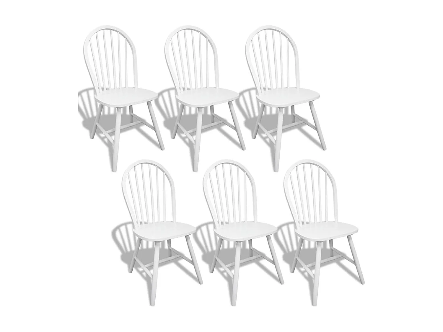 Cadeiras de jantar 6 pcs seringueira maciça branco